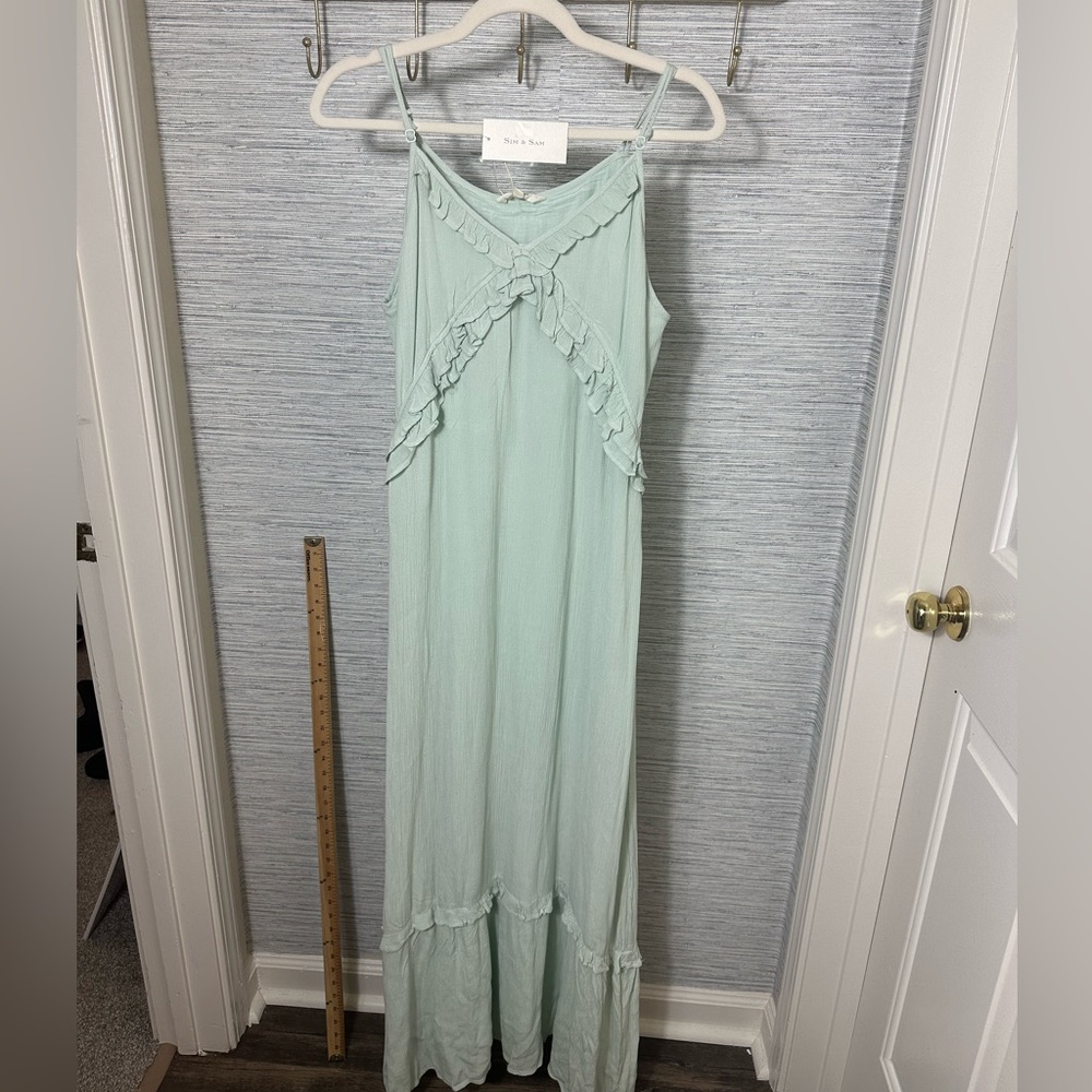 Sim and Sam seafoam green spaghetti strap maxi dress